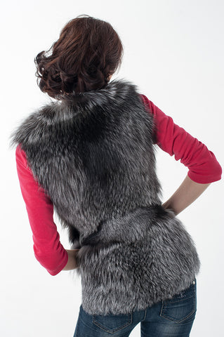 Grey silver fox vest  Sofia