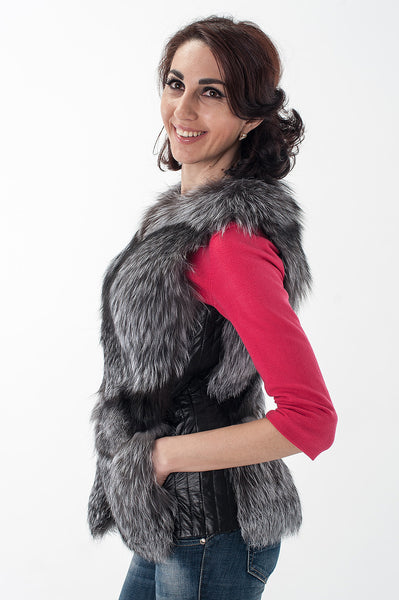 Grey silver fox vest  Sofia