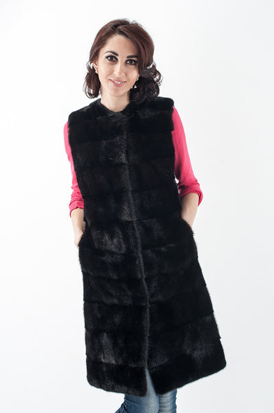 Black mink fox vest  Rachel