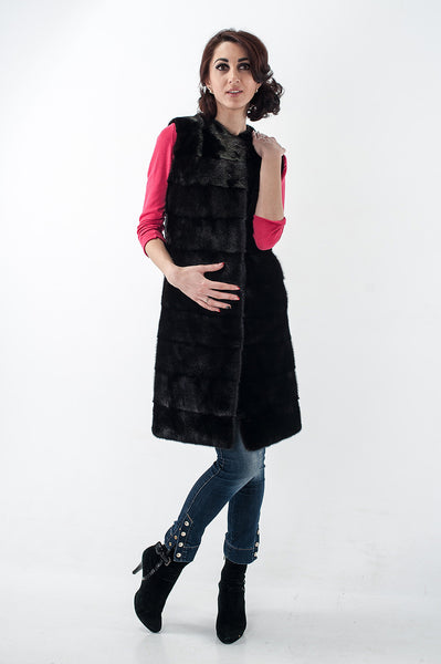 Black mink fox vest  Rachel