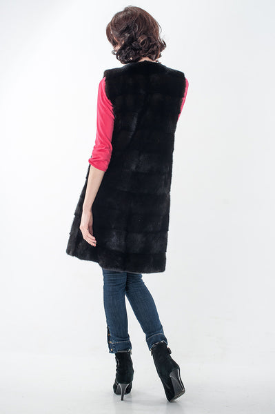 Black mink fox vest  Rachel