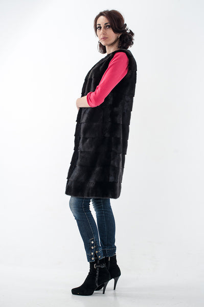 Black mink fox vest  Rachel