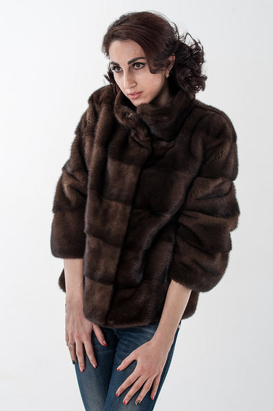 Brown mink fur coat Amalia