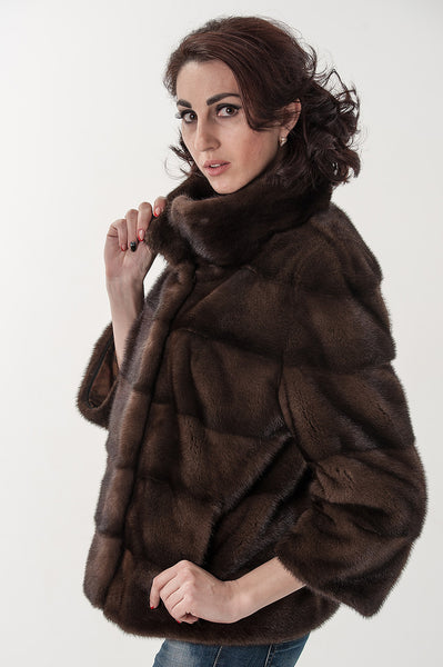 Brown mink fur coat Amalia