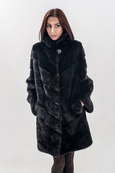 Black mink fur coat Ingrid