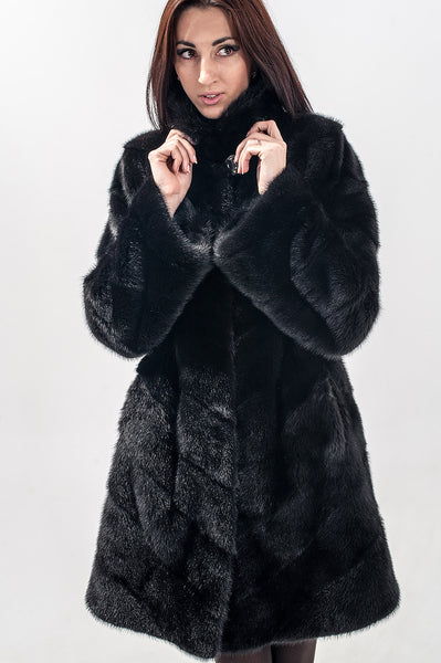 Black mink fur coat Ingrid