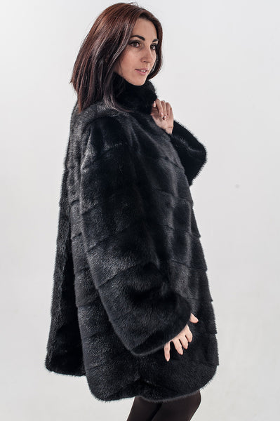 Black mink fur coat Ingrid