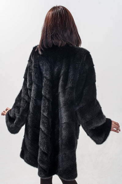 Black mink fur coat Ingrid