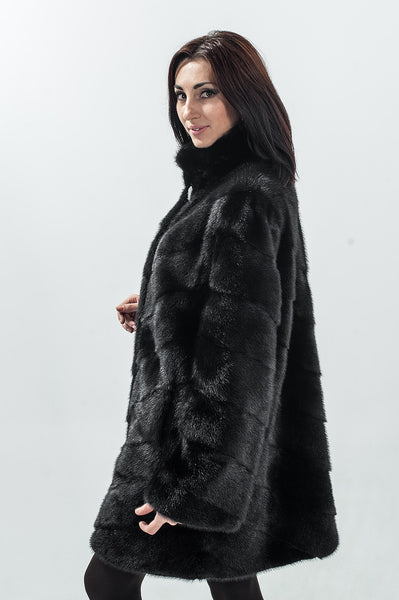 Black mink fur coat Ingrid