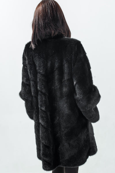 Black mink fur coat Ingrid