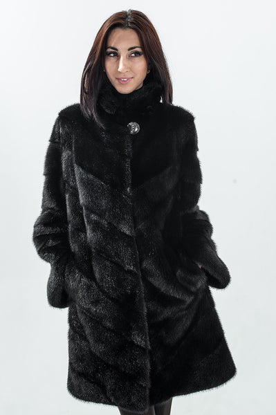 Black mink fur coat Ingrid