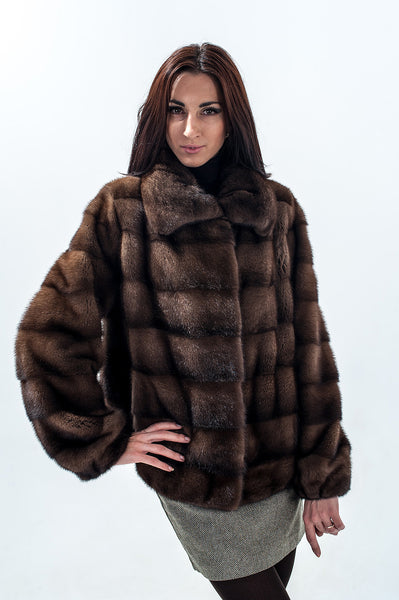 Brown mink fur coat Lana