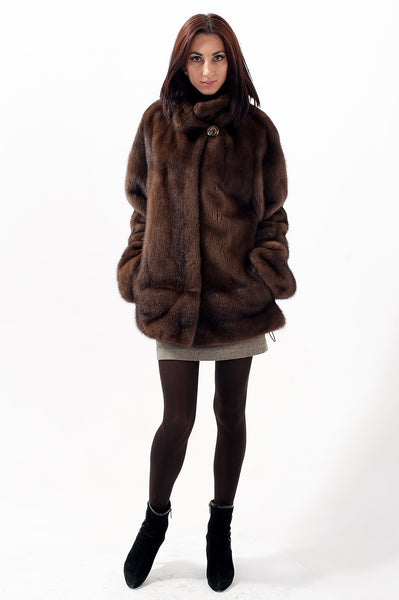 Brown mink fur coat Ofelia