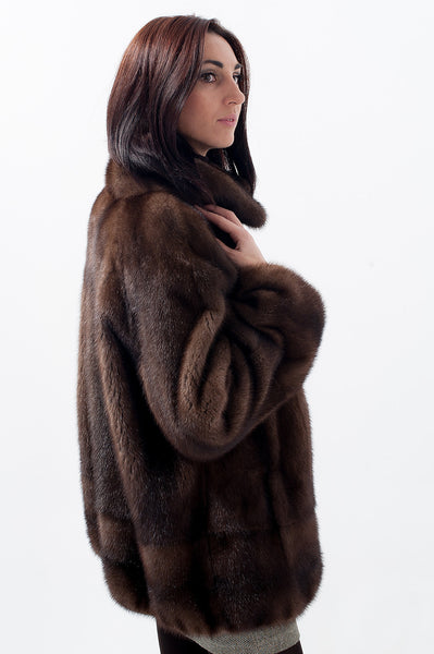 Brown mink fur coat Ofelia