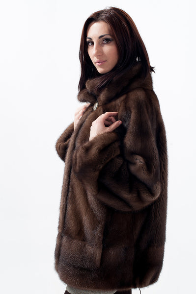 Brown mink fur coat Ofelia