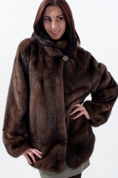 Brown mink fur coat Ofelia