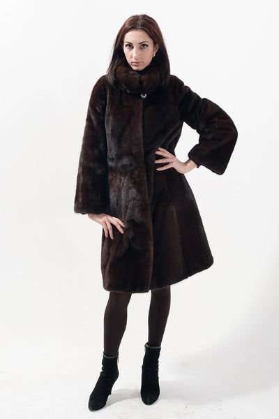 Brown mink fur coat Yumanita