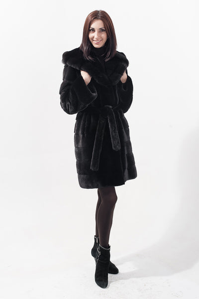 Black mink fur coat Tala