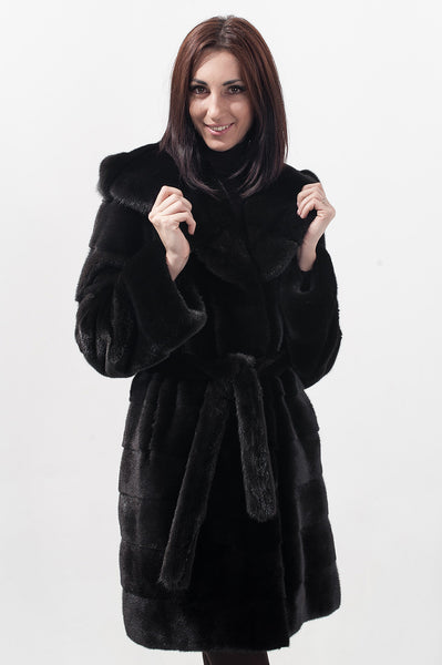 Black mink fur coat Tala