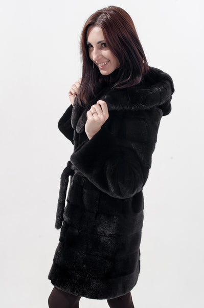 Black mink fur coat Tala