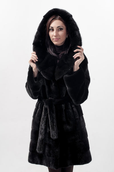 Black mink fur coat Tala