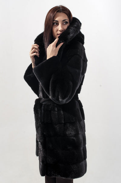 Black mink fur coat Tala