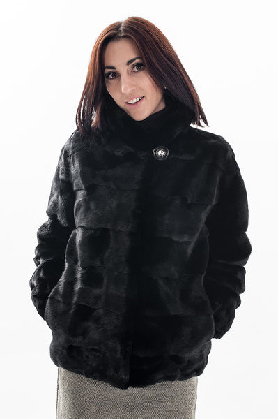 Black mink fur coat Juno