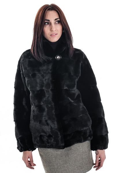 Black mink fur coat Juno