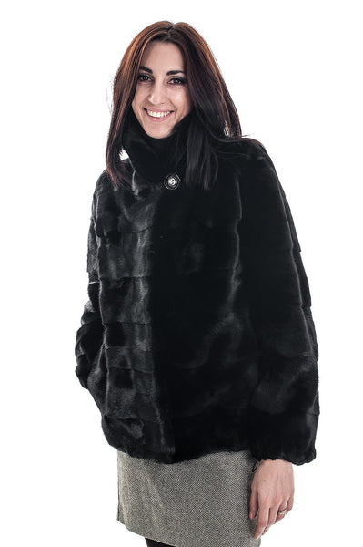 Black mink fur coat Juno