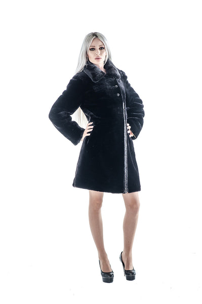 Black mouton fur coat Vitalina