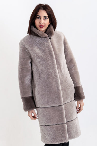 Beige mouton fur coat Linda