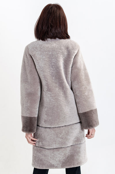 Beige mouton fur coat Linda