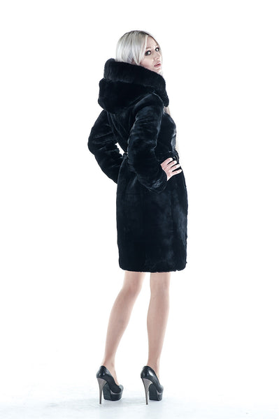 Black mouton fur coat Mirabella