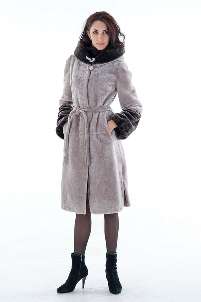 Grey mouton fur coat Lucy