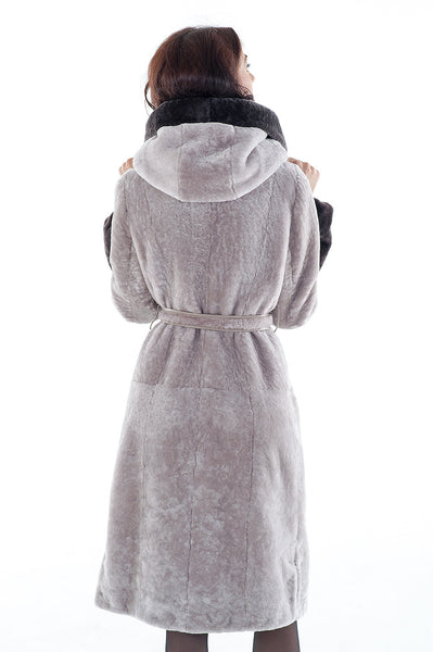 Grey mouton fur coat Lucy