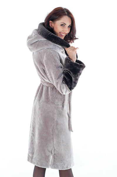 Grey mouton fur coat Lucy