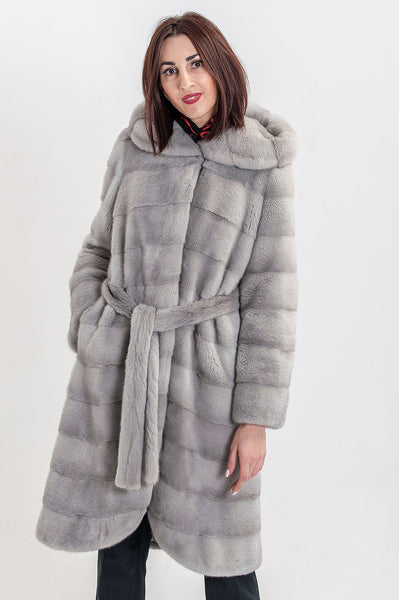 Blue american mink fur coat Miranda