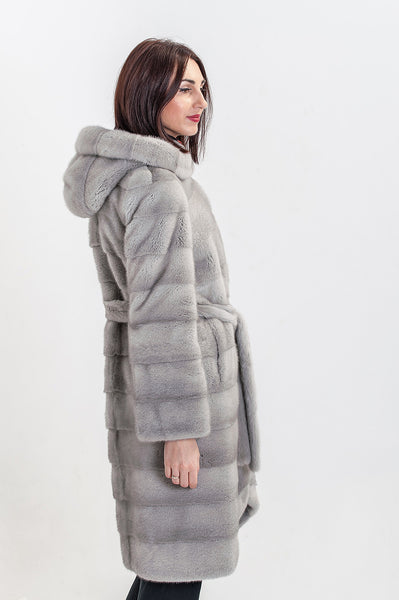 Blue american mink fur coat Miranda