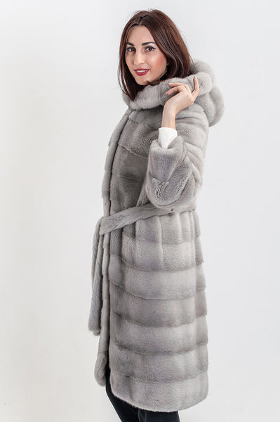 Blue american mink fur coat Miranda