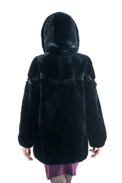 Black mouton fur coat Venera