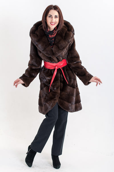 Brown mink fur coat Caroline