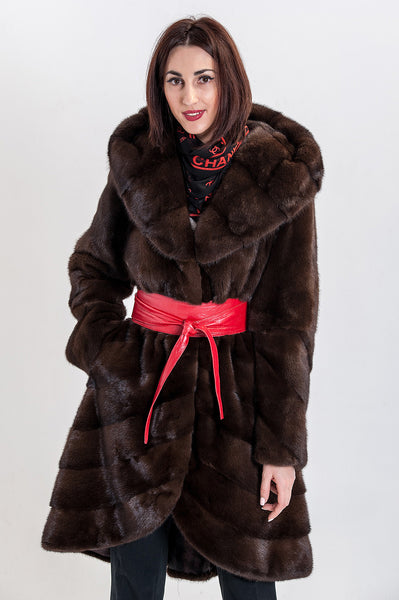 Brown mink fur coat Caroline