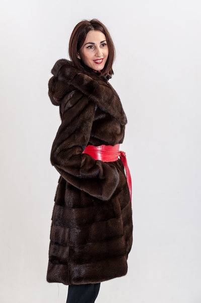 Brown mink fur coat Caroline