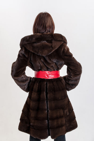 Brown mink fur coat Caroline