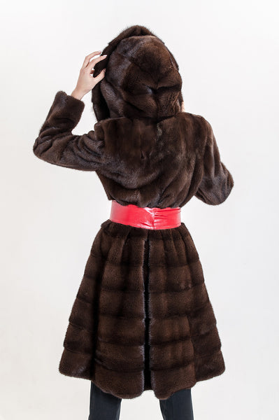 Brown mink fur coat Caroline