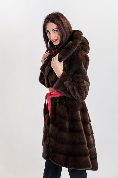 Brown mink fur coat Caroline