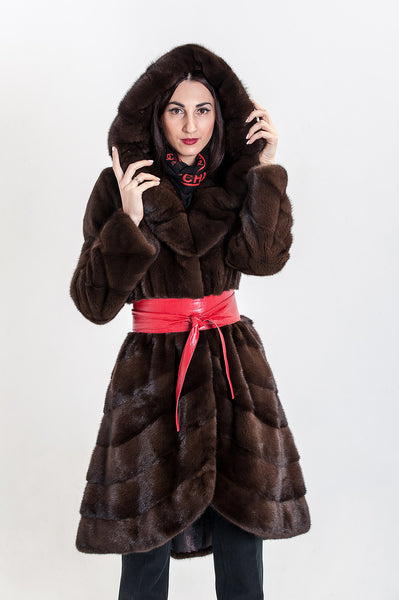 Brown mink fur coat Caroline