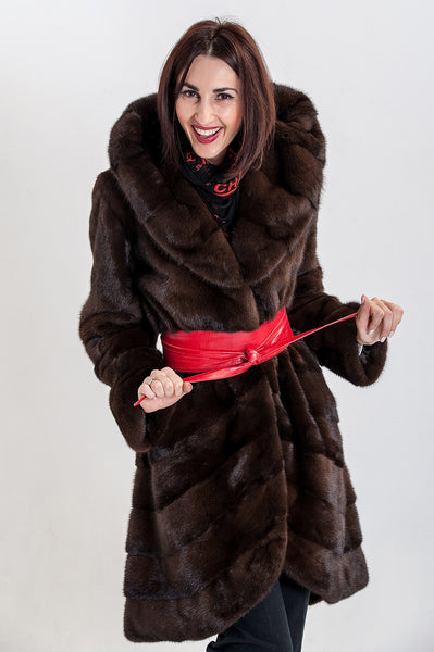 Brown mink fur coat Caroline