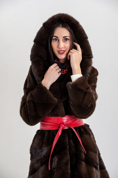 Brown mink fur coat Caroline