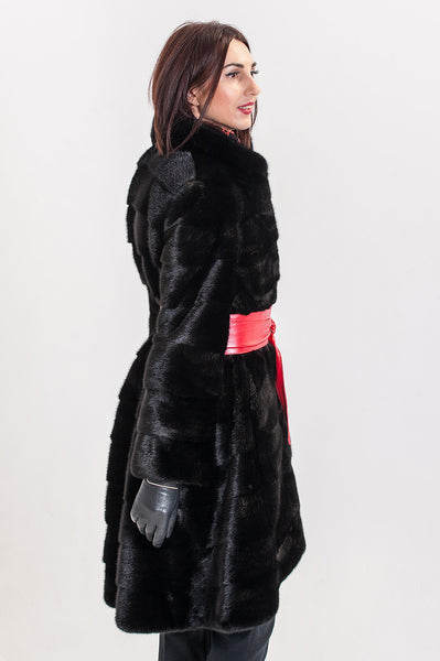 Black mink fur coat Caroline